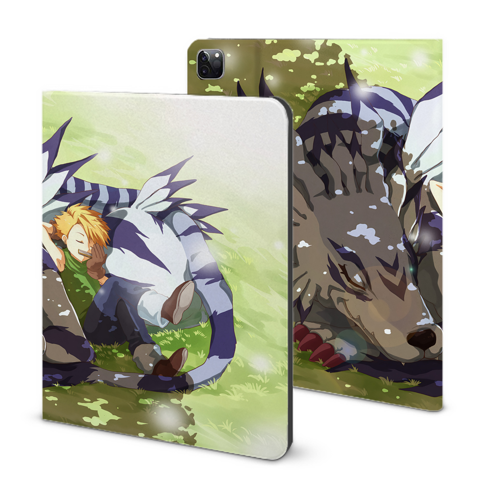 （画像用） Digimon デジタルモンスター/デジモン IPad ケース ブック型 PUレザー TPU 耐衝撃 軽量 薄型 ペン収納なし 全面保護 IPad 各モデル対応